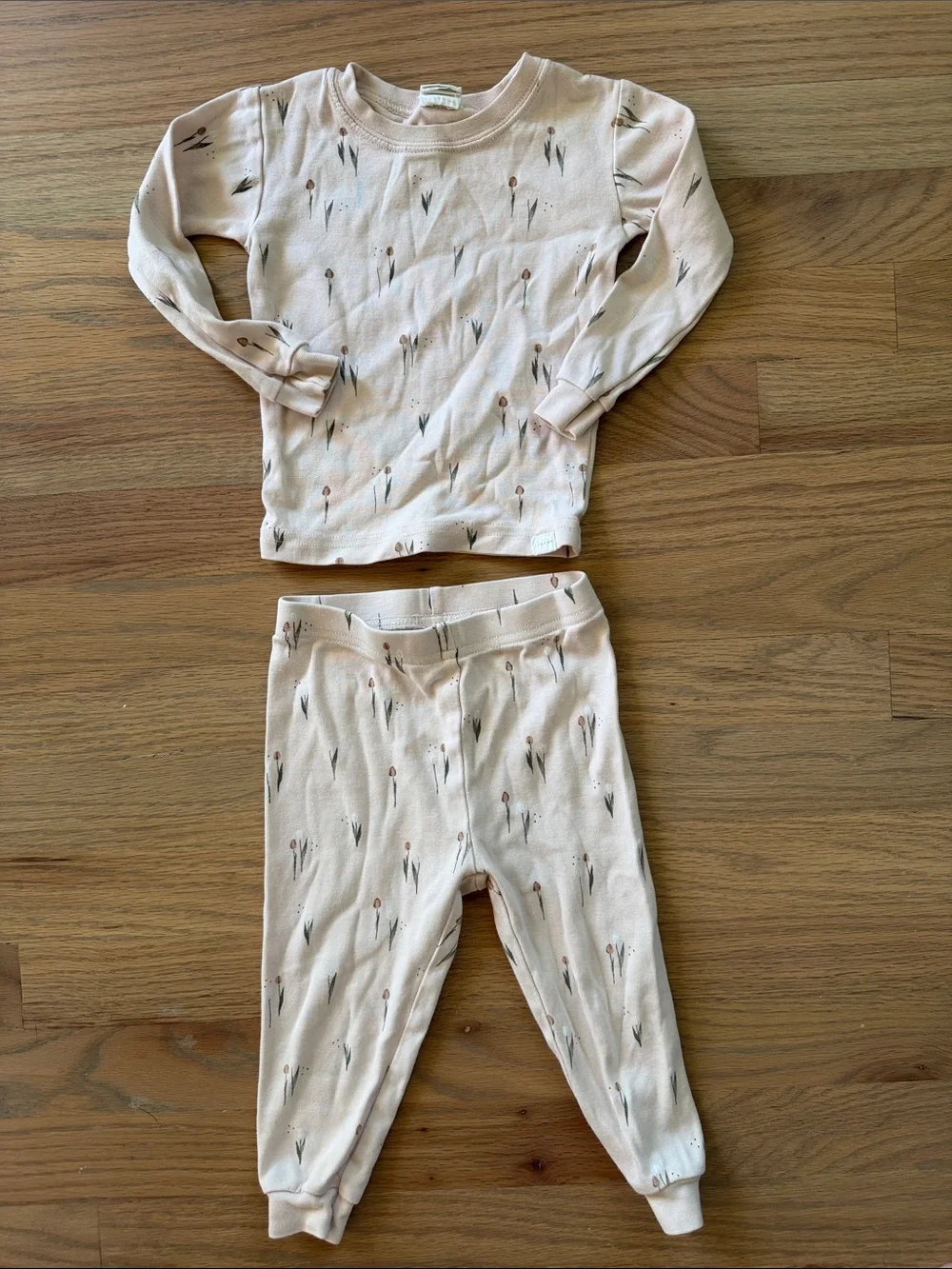 Petit Lem Light Pink Floral-Print Pajama Set - Long Sleeve Top & Pants 18 months